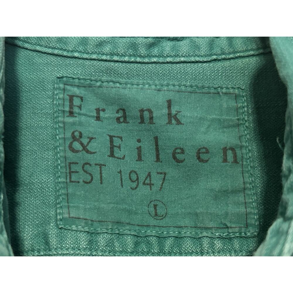 Frank & Eileen Eileen Green Solid Button-Up Shirt L Cotton Long Sleeve Pockets - Picture 3 of 12